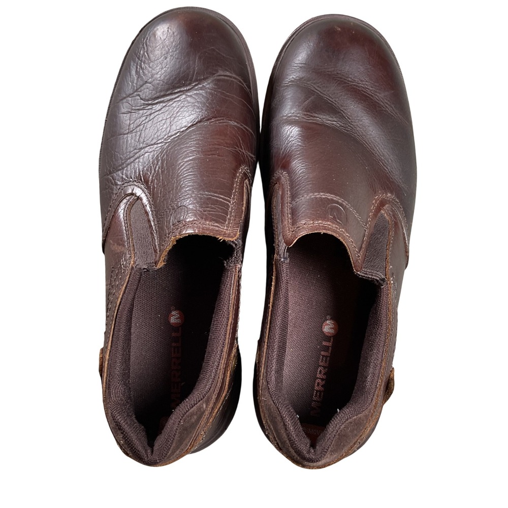Merrell Shetland Slip On Shoes Mens 9.5 Brown Leather Loafers J49523